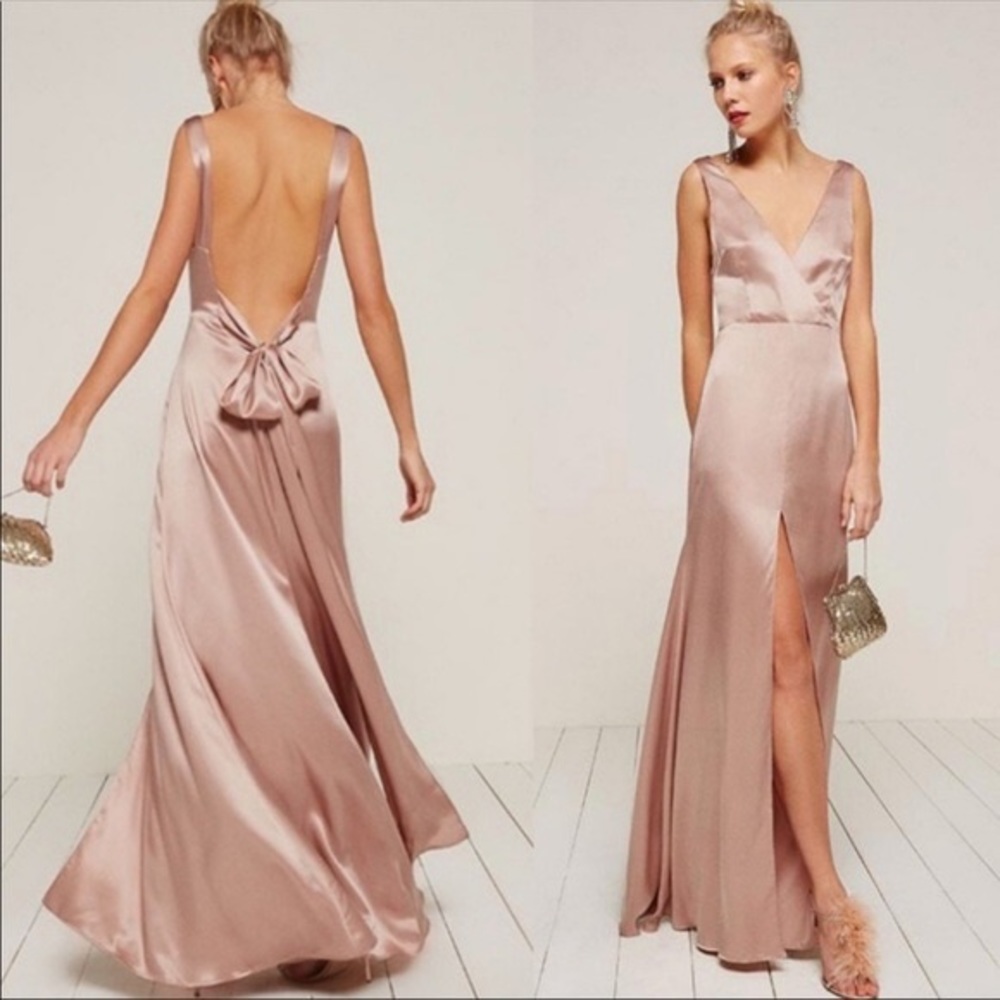 Reformation Eliana Silk Maxi Dress - Blush Pink